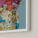 "Shes Blooming Worth " - Art Print in Summer Sky Blue by Theresa Bear - Frame Close-up