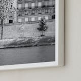 "Morning Walk on the Seine" - Art Print in black and white by Sharon Rowan - Frame Close-up