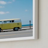 "Yellow Van II" - Art Print in Sunshine Yellow by Jennifer Little - Frame Close-up