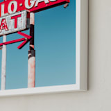 "Desert Signs" - Art Print in Bold Sign Red by Kate Baird - Frame Close-up