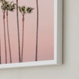 "Seven Palmtrees" - Art Print in Warm rosy sunset by Lisa Sundin - Frame Close-up
