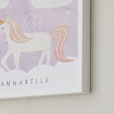 "Dreamy Unicorn" - Personalized Art Print in Lavender by Teju Reval - Frame Close-up