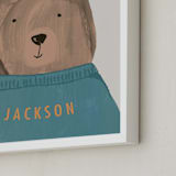 "Little Bear" - Personalized Art Print in Teal by Teju Reval - Frame Close-up