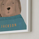 "Little Bear" - Personalized Art Print in Teal by Teju Reval - Frame Close-up