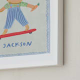 "Bunny on a Roll" - Personalized Art Print in Blue by Creo Study - Frame Close-up