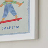 "Bunny on a Roll" - Personalized Art Print in Blue by Creo Study - Frame Close-up