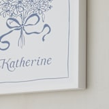 "Bow on Bouquet" - Personalized Art Print in Powder Blue by Becky Nimoy - Frame Close-up