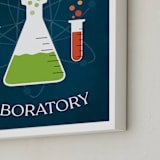 "Laboratory" - Personalized Art Print in Navy by Heather Schertzer - Frame Close-up