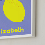 "My Fruity Family" - Personalized Art Print in Lemon by Marta Crea - Frame Close-up