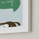 "Woof" - Art Print in Grass Green by Pixel and Hank - Frame Close-up
