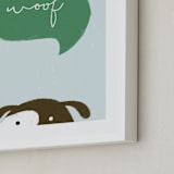 "Woof" - Art Print in Grass Green by Pixel and Hank - Frame Close-up