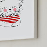 "dog in stripes" - Art Print in Cranberry by Little Miss Missy - Frame Close-up