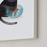 "Black Cat and goldfish" - Art Print in Black by Farinaz Vaseghi - Frame Close-up