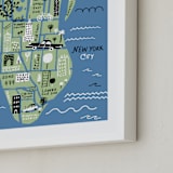 "I love New York" - Art Print in Ocean Blue by Jordan Sondler - Frame Close-up