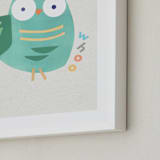 "Happy Owl" - Art Print in Owl Mint by AlisonJerry - Frame Close-up