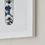 "SK8 Deck - Wave" - Art Print in Blues and Grays by Celeste Duffy - Frame Close-up