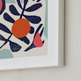 "Garden Remixed and Reimagined" - Art Print in Midnight Blue by Deborah Velasquez - Frame Close-up