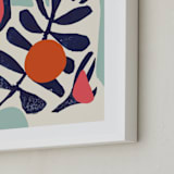 "Garden Remixed and Reimagined" - Art Print in Midnight Blue by Deborah Velasquez - Frame Close-up