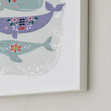 "Folk Whales" - Art Print in Mint by Hannah Williams - Frame Close-up