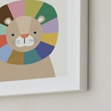 "Quilted Lion" - Art Print in Rainbow by Kelly Watkins - Frame Close-up