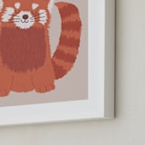 "Sleepy Red Panda" - Art Print in Tangerine by Jennifer Holbrook - Frame Close-up