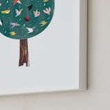 "Lots of Songbirds" - Art Print in antique pine by Eve Schultz - Frame Close-up