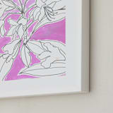 "Lush Botanical Gallery II" - Art Print in Violet Pink Azalea by Lise Gulassa - Frame Close-up