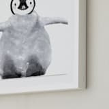"Baby Animal Penguin" - Art Print in Antarctic Grey by Cass Loh - Frame Close-up