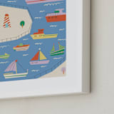 "Sail Aboard" - Art Print in Aqua by Kartika Paramita - Frame Close-up