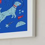 "Space Pup" - Art Print in Celestial by Kristin Mastoras - Frame Close-up