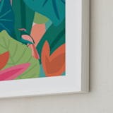 "Bold Jungle Bird" - Art Print in Jade by Zani van Zyl - Frame Close-up