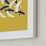 "Fiep's Flock" - Art Print in Canary Yellow by Jenna Skead - Frame Close-up