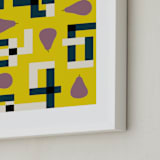 "Plum Puzzle" - Art Print in Citrus Yellow by Morgan Ramberg - Frame Close-up