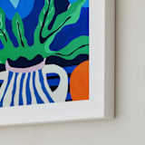 "Palette of Petals" - Art Print in Cobalt Blue by Roochita Chachra - Frame Close-up