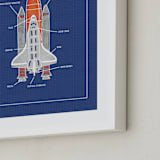 "The Space Shuttle" - Art Print in Blueprint by Meggy Masters - Frame Close-up