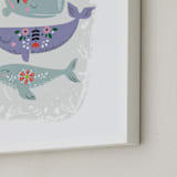 "Folk Whales" - Art Print in Mint by Hannah Williams - Frame Close-up