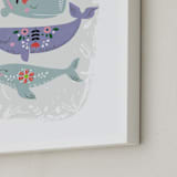 "Folk Whales" - Art Print in Mint by Hannah Williams - Frame Close-up