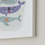 "Folk Whales" - Art Print in Mint by Hannah Williams - Frame Close-up