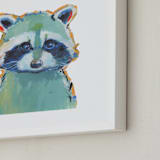 "Mr. Raccoon" - Art Print in Teal by Makewells - Frame Close-up