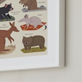 "Aussie Marsupials" - Art Print in Cream by Amy Mullen - Frame Close-up