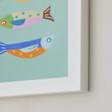 "Fun Sardines!" - Art Print in Blue by AlisonJerry - Frame Close-up