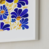 "The Happiest Flowers" - Art Print in Cobalt Blue by Kristian Gallagher - Frame Close-up