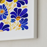 "The Happiest Flowers" - Art Print in Cobalt Blue by Kristian Gallagher - Frame Close-up