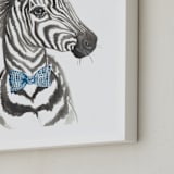 "Dapper Zebra" - Art Print in Tuxedo by Kristin Dills - Frame Close-up