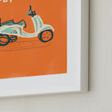 "Let's ride" - Art Print in Tangerine by Stacy Kron - Frame Close-up