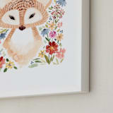 "Sweet Floral Fox" - Art Print in Latte by Sara Berrenson - Frame Close-up