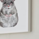 "Baby Animal Rat" - Art Print in Grizzle Grey by Cass Loh - Frame Close-up