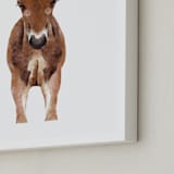 "Baby Animal Horse" - Art Print in caramel truffle by Cass Loh - Frame Close-up