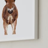 "Baby Animal Horse" - Art Print in caramel truffle by Cass Loh - Frame Close-up