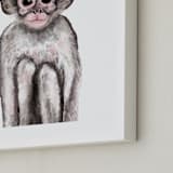 "Baby Animal Monkey" - Art Print in wood smoke by Cass Loh - Frame Close-up